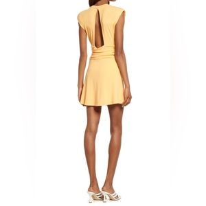 Afrm Jazlyn Ruched Ribbed Dress In Orange Cream size Medium